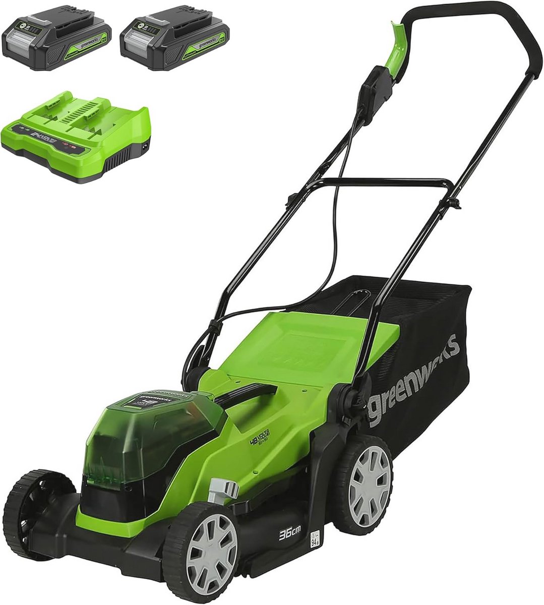 Accu Grasmaaier 48V met Inklapbare Armleuning en 40L Grasopvangzak