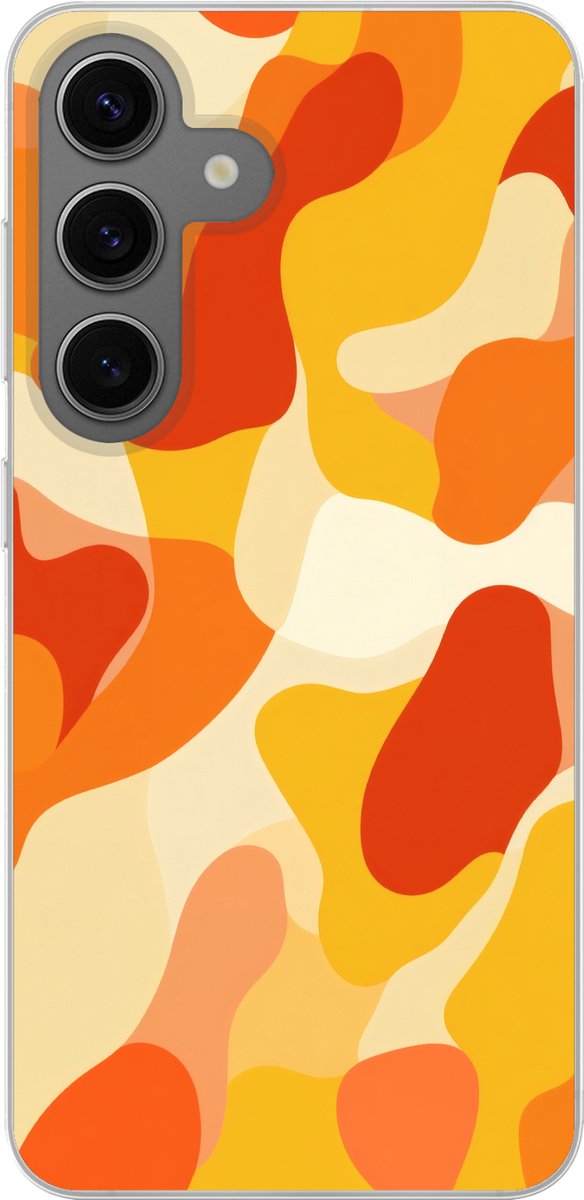 Telefoonhoesje samsung Galaxy S24 hoesje - Abstract - Vormen - Oranje - Siliconen Telefoonhoesje Telefoonhoesje