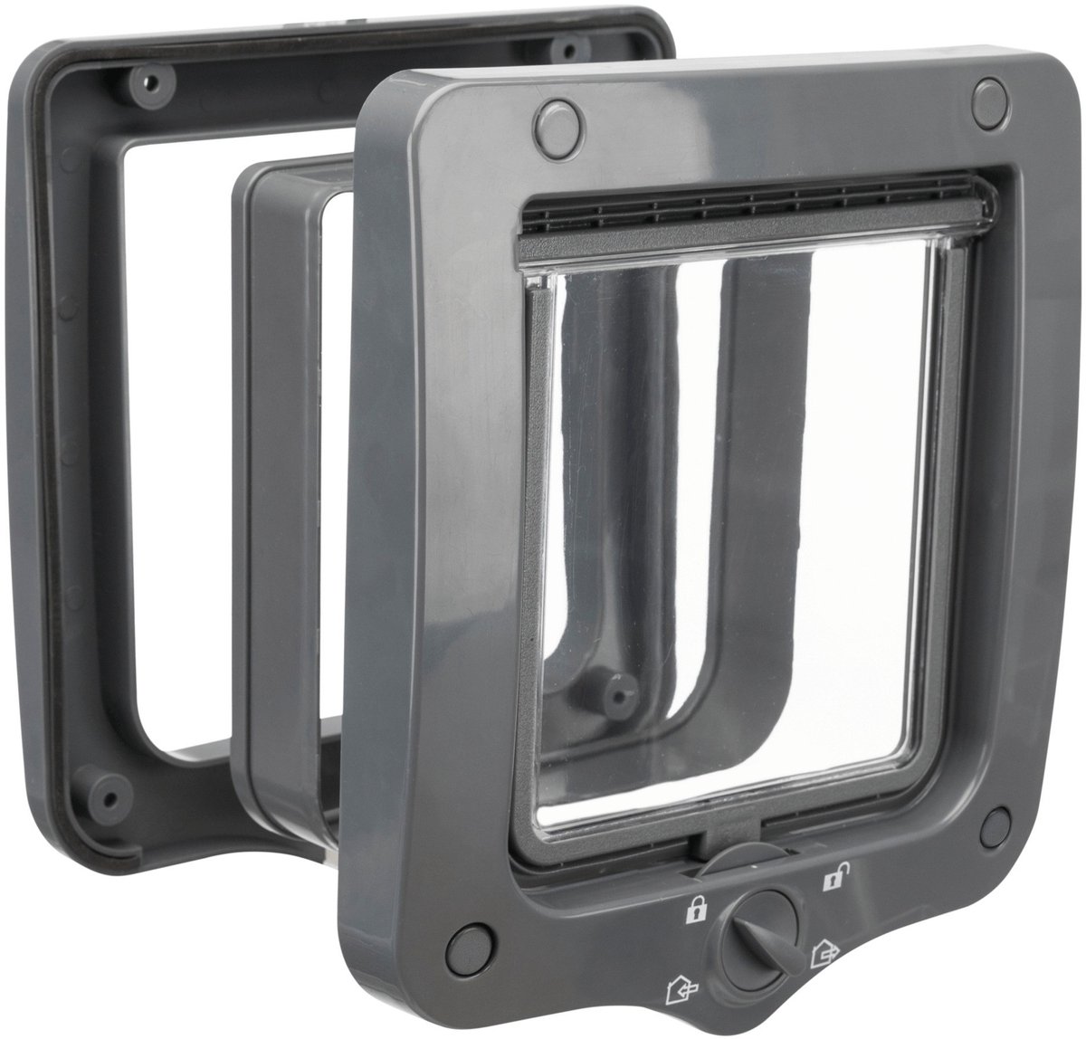 Trixie 4-weg kattenluik met tunnel Grijs