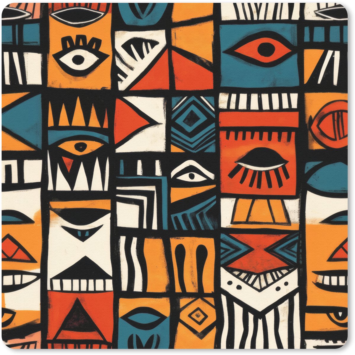 Muismat 20x20 cm - Mousepad Abstract - Gezichten - Mozaïek - Muismatten
