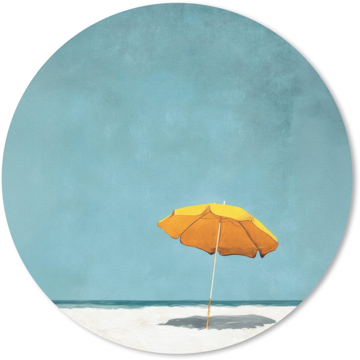 Muismat rond 30x30 cm - Mousepad Parasol - Geel - Strand - Zee - Ronde muismatten