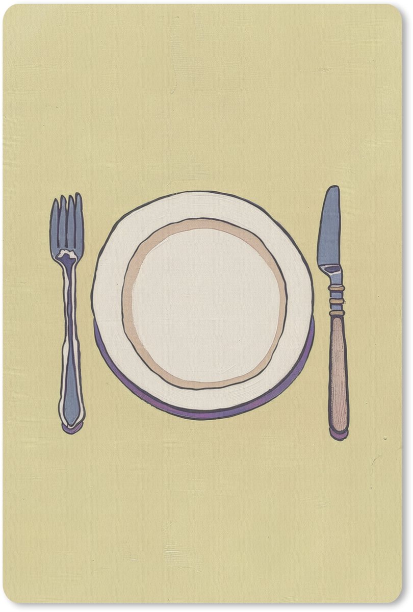 Muismat 18x27 cm - Mousepad Illustratie - Bord - Bestek - Beige - Muismatten