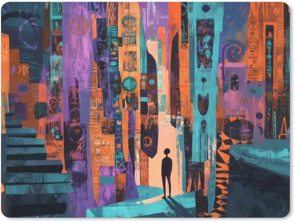 Muismat 23x19 cm - Mousepad Abstract - Figuren - Kleurrijk - Muismatten
