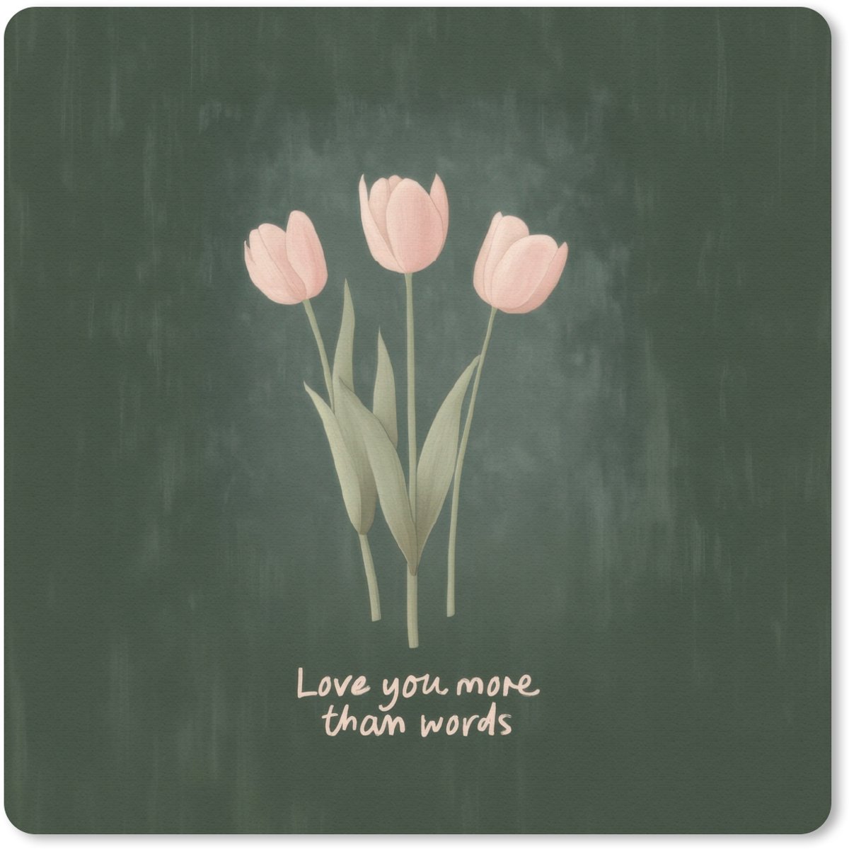 Muismat 30x30 cm - Mousepad Tulpen - Roze - Tekst - Love - Muismatten