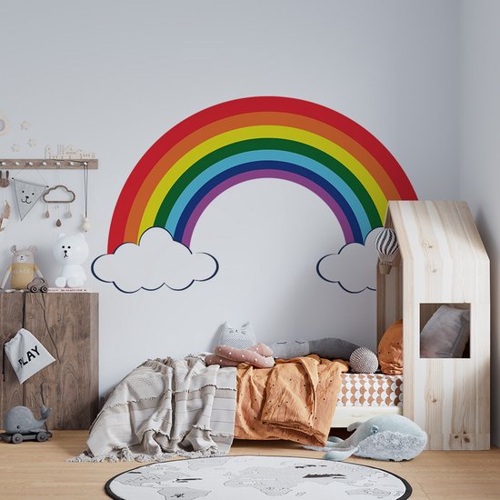 Muursticker regenboog - 160 x 89 cm - baby en kinderkamer - muursticker regenboog baby en kinderkamer