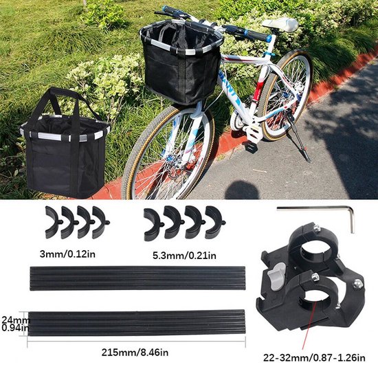 Framehack Fietsmand Hond Afneembaar voor kleine hondjes MAX 5 KG - Zwarte Hondenmand Fiets Voorop - Mand Accessoires & Reflectiestrip - Hoge Kwaliteit van Framehack — afbeelding 2