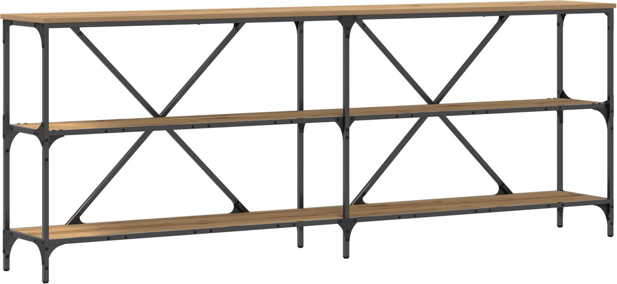 vidaXL Wandtafel - Ambachtelijk - Eiken - 200 - x - 30 - x - 75 - cm - Bewerkt - hout Ambachtelijk eiken