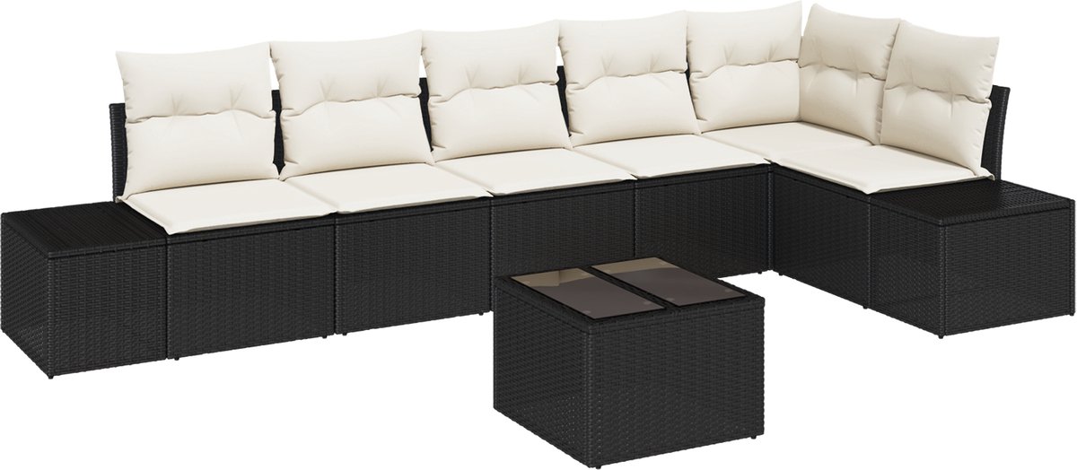 vidaXL - Tuinbank - Set - met - opslag - Bruin - en - Crème - poly - rattan