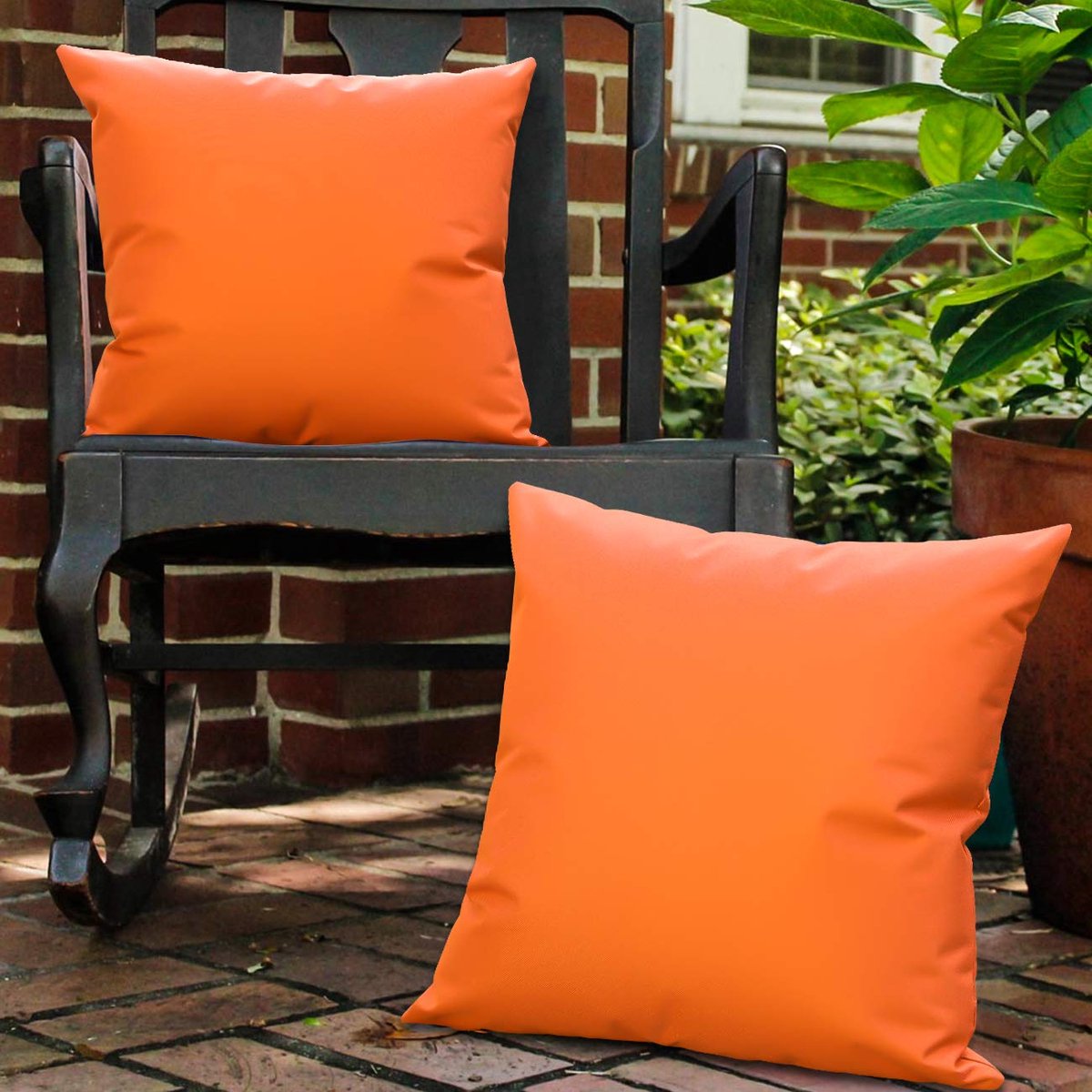 Ibenzoa Duplex Oranje Kussenhoezen voor Buiten, Set van Twee, UV-Bescherming, Waterdichte Polyester orange