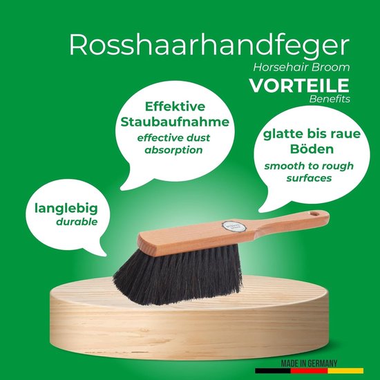 Handborstel PAARDENHAAR Mengsel Bezem zachte haren - Kastbezem Gemengd paardenhaar Handborstel Autobezemborstel - Ideale sneeuwborstel Autobezem met paardenhaar Mengsel natuurlijke haren Handborstel Handveger van VeroClean — afbeelding 4