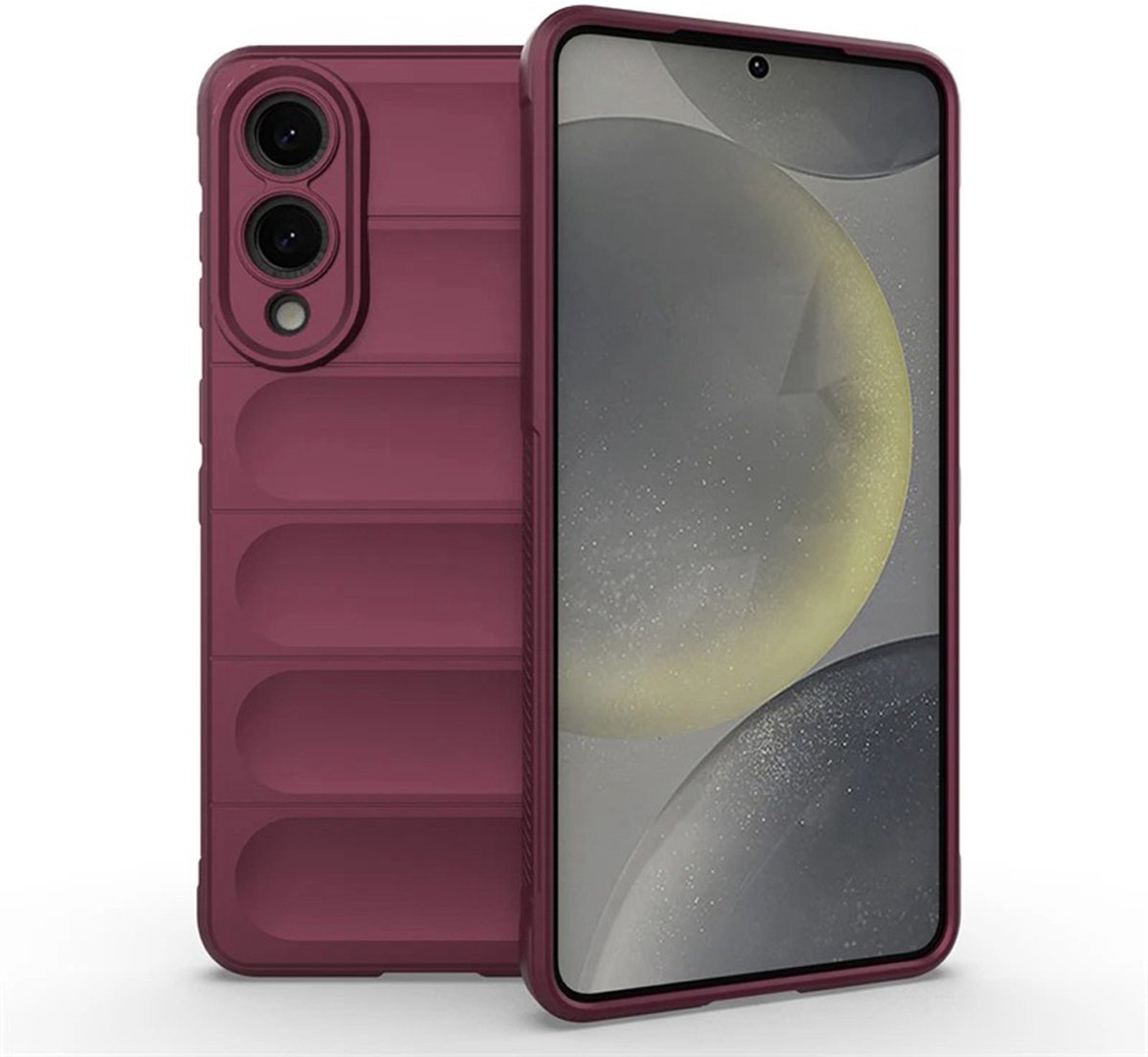 MobyDefend Hoesje - Geschikt voor Samsung Galaxy S25 Edge - TPU Gripcase - Donkerpaars