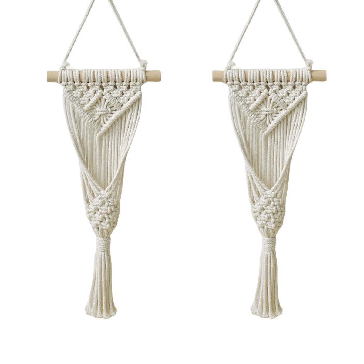Ibenzoa Grote Geweven Wandtapijten, Boheems Stijl, 2 Sets, Handgemaakt Wanddecoratie voor Woonkamer en Slaapkamer Beige