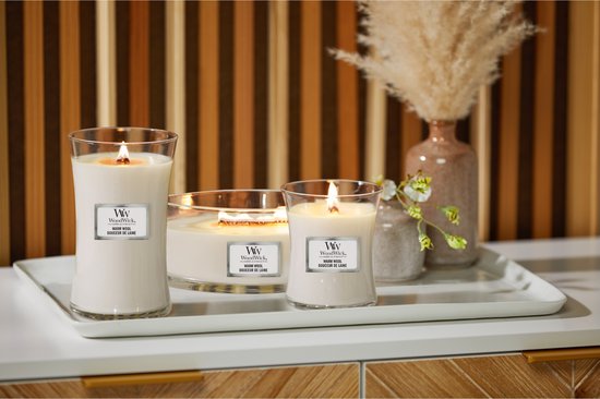 WoodWick Heartwick Flame Ellipse Geurkaars - Warm Wool - 50 branduren