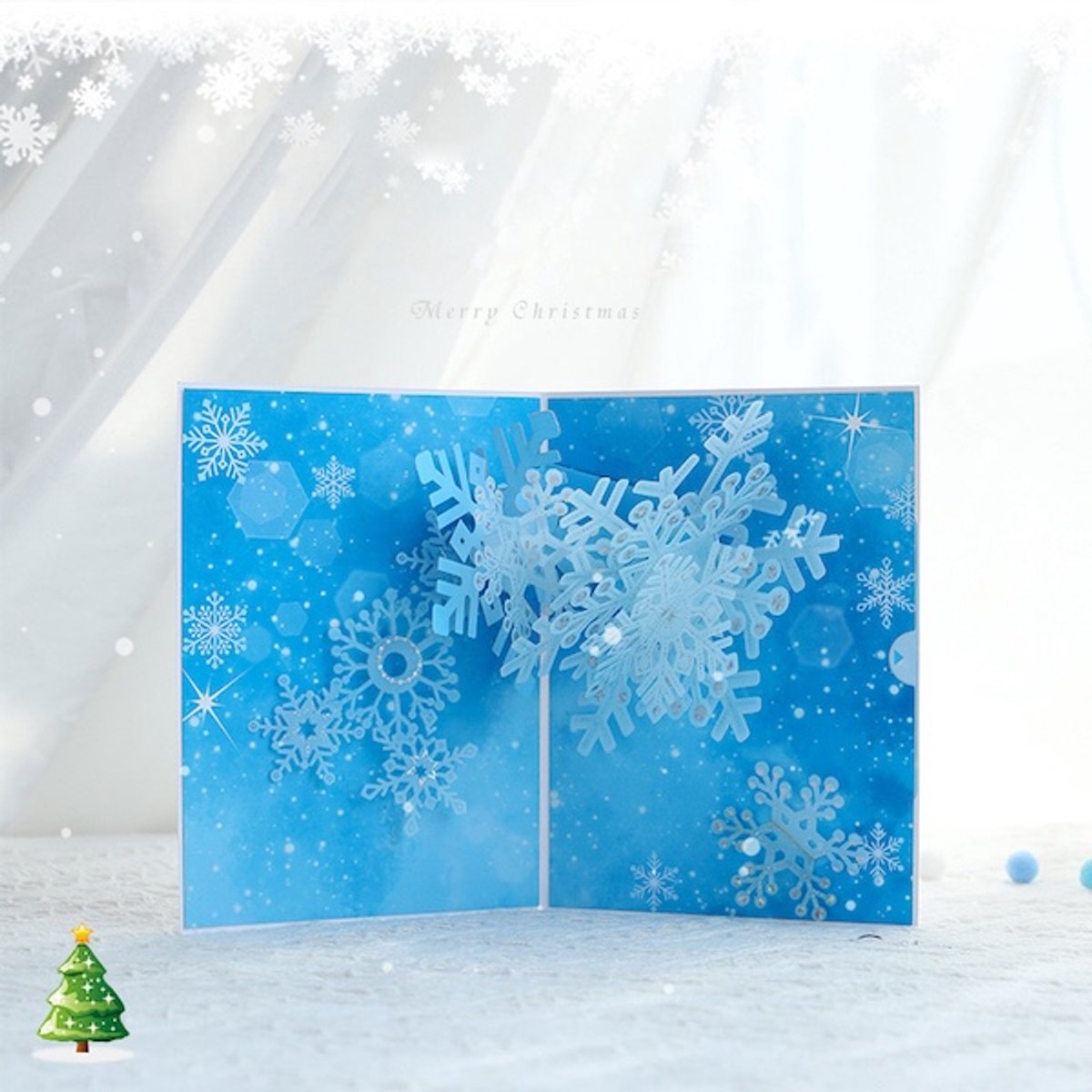 3D Kerstkaart met Sneeuwvlok Design Laser Gesneden Winter Groet