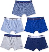 Little Label - boxershorts jongens 5 pack - blauw grijs combi - 170-176 / 16Y - extra zachte bio-katoen