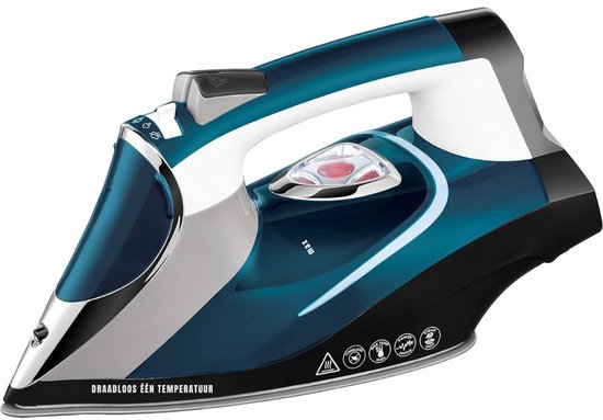Zylo® Strijkijzer Draadloos - Strijkijzer - Stomer Kleding - Blauw - 11cm x 16cm x 34cm
