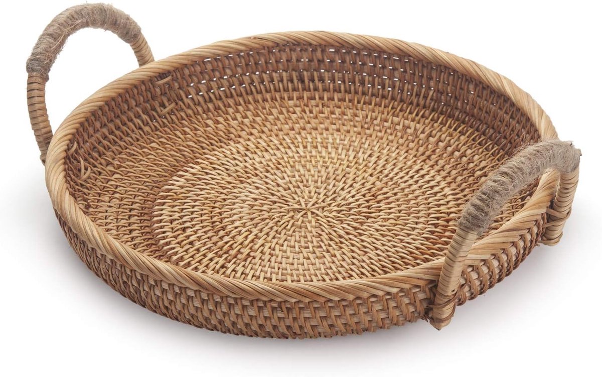 Ronde Geweven Broodmand - Natuurlijk - 28cm D x 4,5cm H