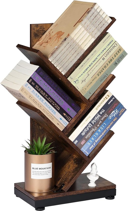 HOOBRO Boekenkast met Lade, Staande Plank met 9 Niveaus, Boomvormige