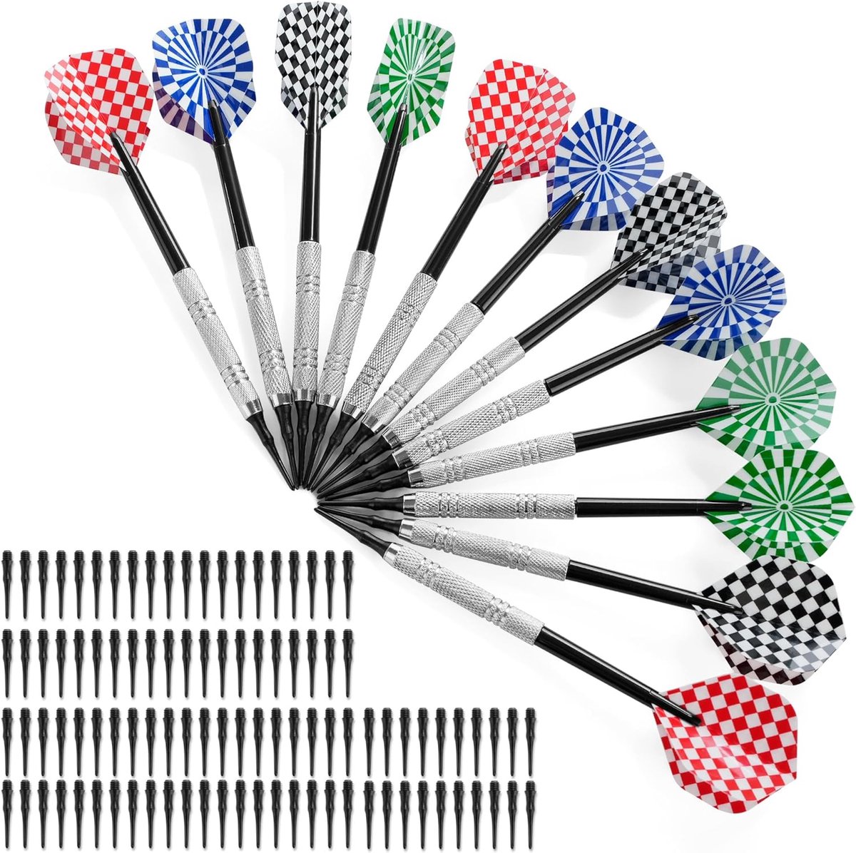 Set van 12 dartpijlen - professioneel - 100 vervangbare punten