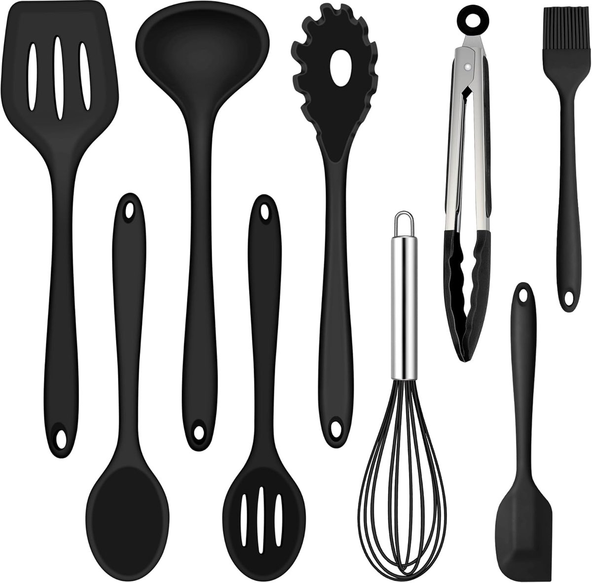 Keukenhulpset - Kookgerei Set - 9 Stuks - Zwart - Siliconen
