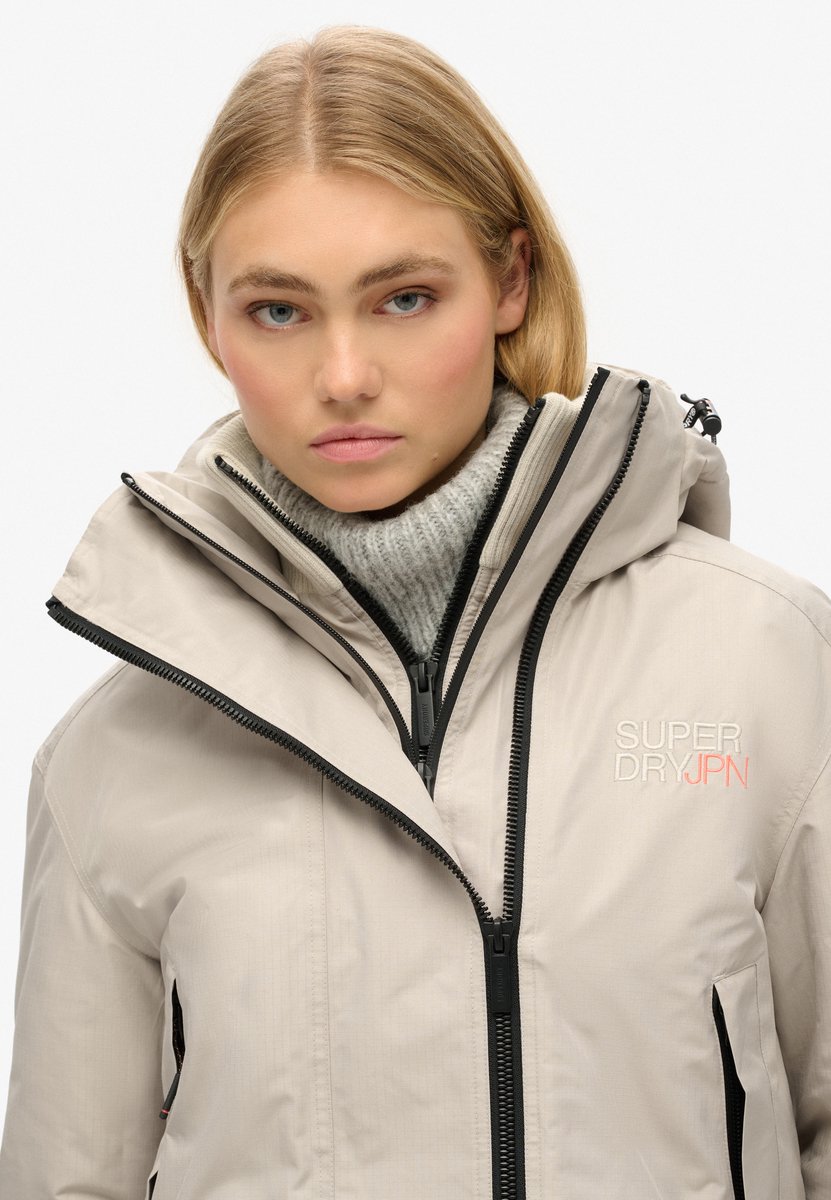 Superdry SD Windbreaker jas met capuchon en borduursel Dames Grijs