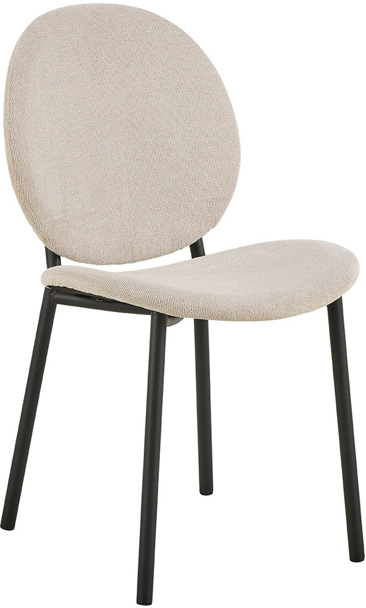 Giga Living Eetkamerstoel Elda - Beige Stof - Zithoogte 46,5cm - Set van 2