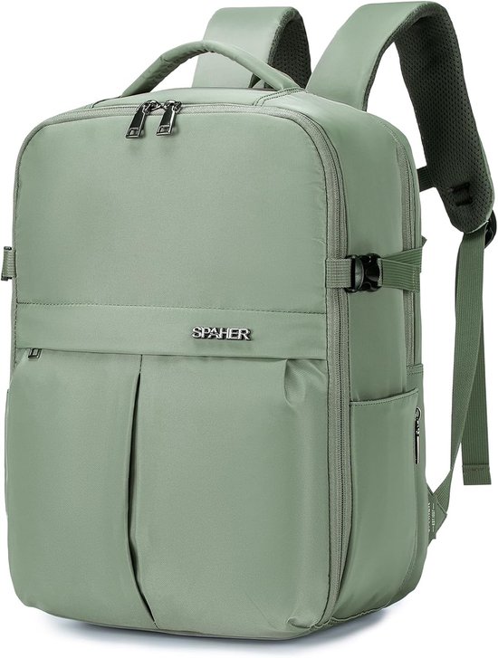 SPAHER Laptoprugzak 15,6 inch Vliegtuigcabine Reisrugzak 40x30x20cm Transavia Wizzair Vueling 25L Grote Heren Antidiefstalrugzak Dames Waterdichte Reiskoffers Schoolrugzak Beige