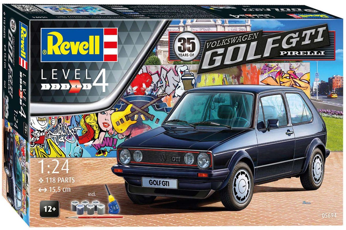 Revell Modelbouwpakket VW Golf 1 GTI Pirelli Auto - 05694 35 Years - Gift Set - 1:24 — afbeelding 11