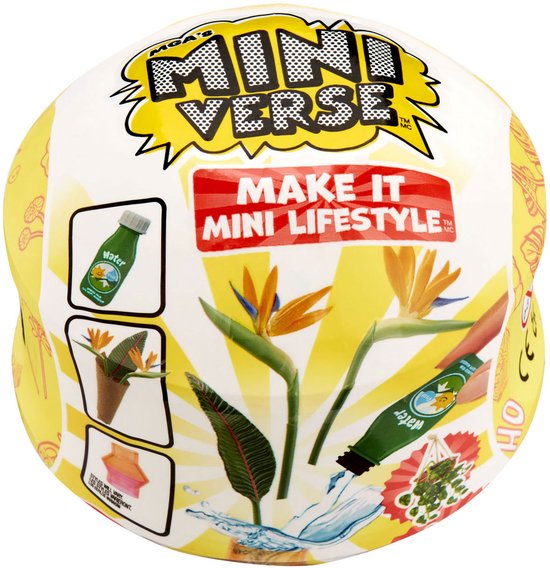 Miniverse verpakking met afbeeldingen van het maken van een miniatuur plant.