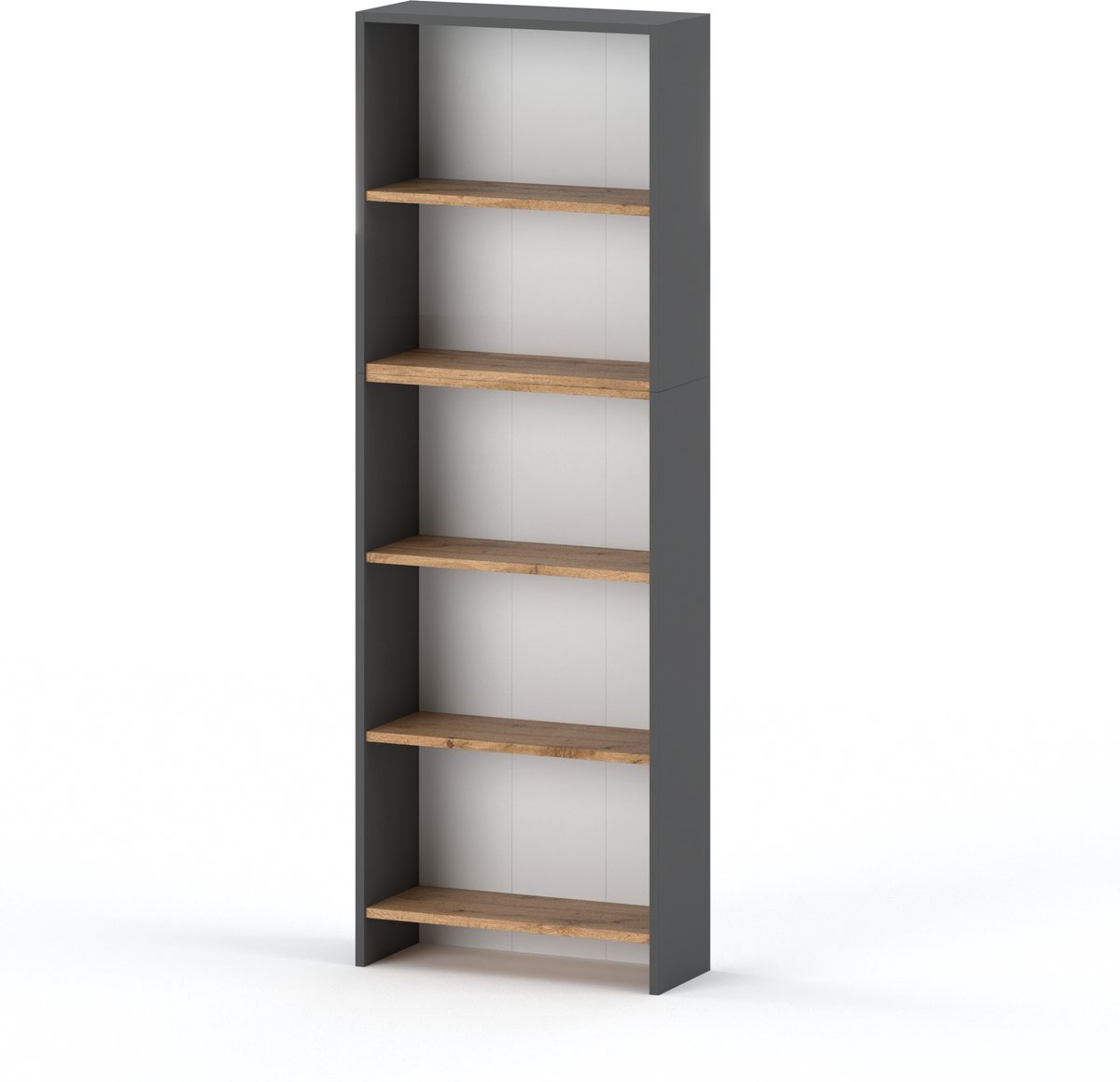 Kantoorboekenkast Grijs Eiken Wotan 60CM 5 Planken Speelgoedplank Loft