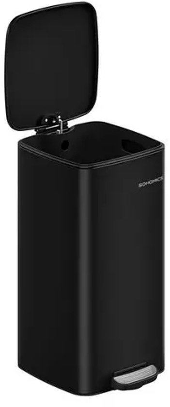 SONGMICS Keukenbak, 8 gallon (30 L) vuilnisbak, stalen pedaalemmer, met binnenemmer, softclose en open stays, Cloud White LTB593W02