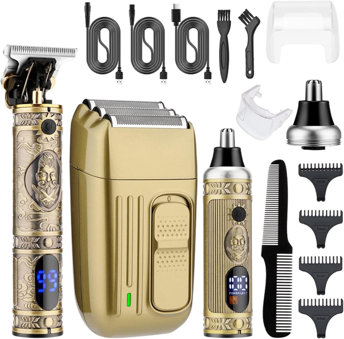Elektrische tondeuse en baardtrimmer set voor mannen - Draadloos, oplaadbaar, met neushaartrimmer