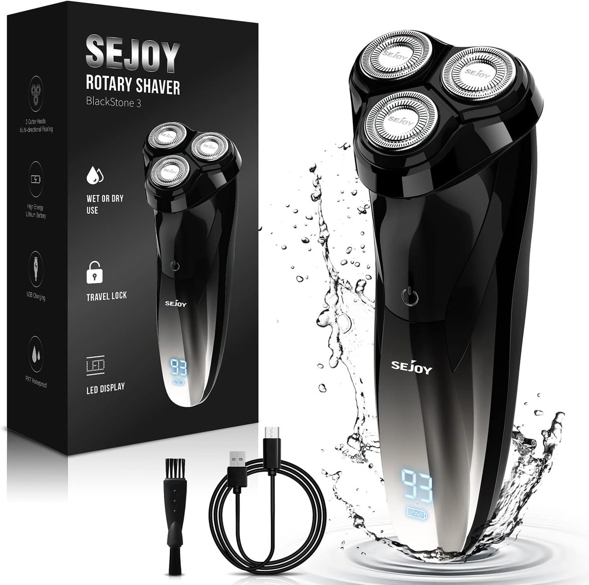 Oplaadbaar Elektrisch Scheerapparaat voor Heren met LED-display - Nat en Droog, Waterdicht, Pop-up Trimmer