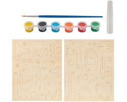 Grafix Helikopter Constructiespeelgoed - Houten bouwpakket | Inclusief verf | Knutselpakket voor kinderen | Houten voertuigen bouwen |