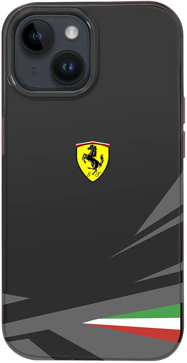 Ferrari, Hoesje Geschikt voor Apple iPhone 14 in TPU Schokbestendig model Italia, Zwart