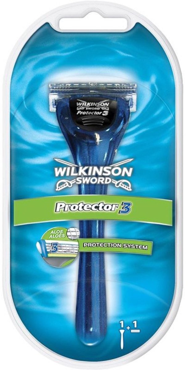Wilkinson Sword Protector 3 Zwart, Blauw scheerapparaat voor mannen