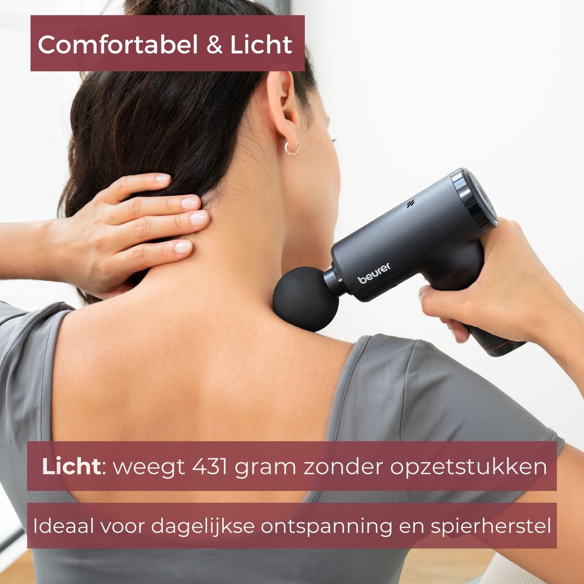 Afbeelding 3 van Beurer MG 89 CompactPower Limited Edition 25 Professionele Massage Gun – Diepe Spiermassage – 10 mm Slagdiepte – 5 Snelheden – 3 Opzetstukken – USB-C – Stil – Spierherstel & Ontspanning – 3 Jaar Garantie