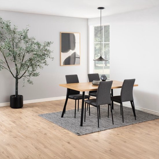 Eetkamerstoel Nordic set 4 stoelen stof grijs