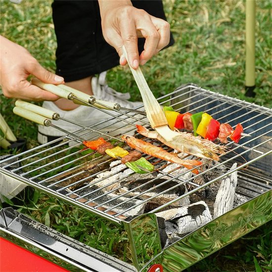 20 Stks/set Barbecue Spies Houten Handvat Rvs