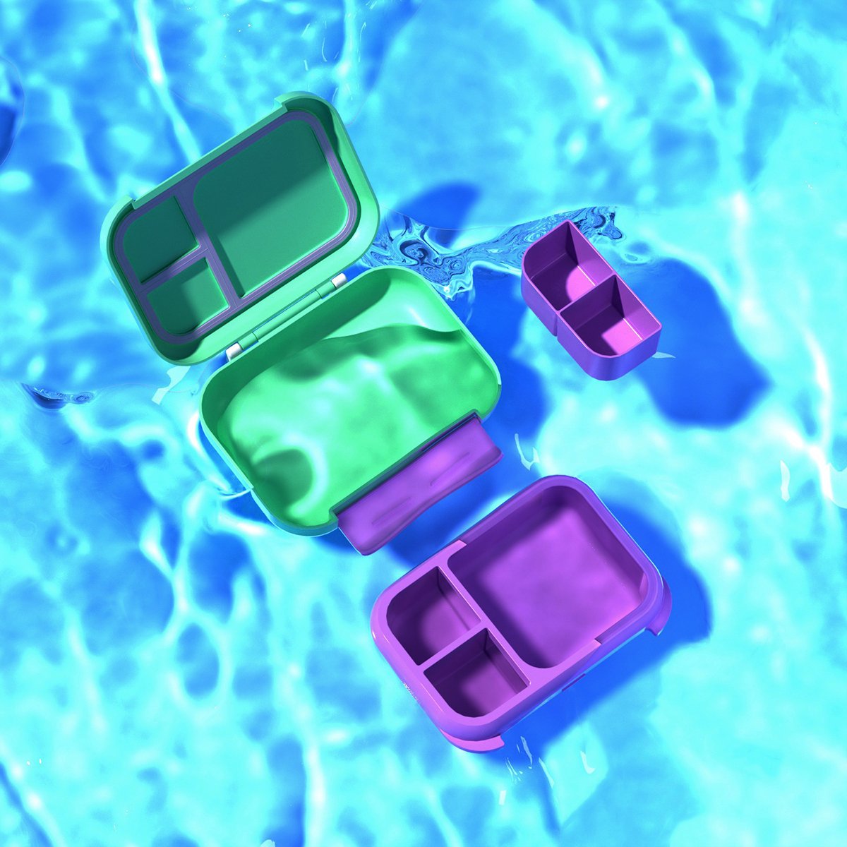 BentOH! Bento Box en Brooddoos 2-in-1 voor Kinderen - Zeemeermin - Lekvrij & BPA-vrij – Met 3 Uitneembare Vakken – Magnetron-, Vriezer- & Vaatwasser bestendig — afbeelding 5