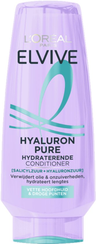 L'Oréal Paris Elvive Hyaluron Pure Hydraterende Conditioner - voor een vette hoofdhuid en droge punten - met hyaluronzuur en salicylzuur - 200 ml