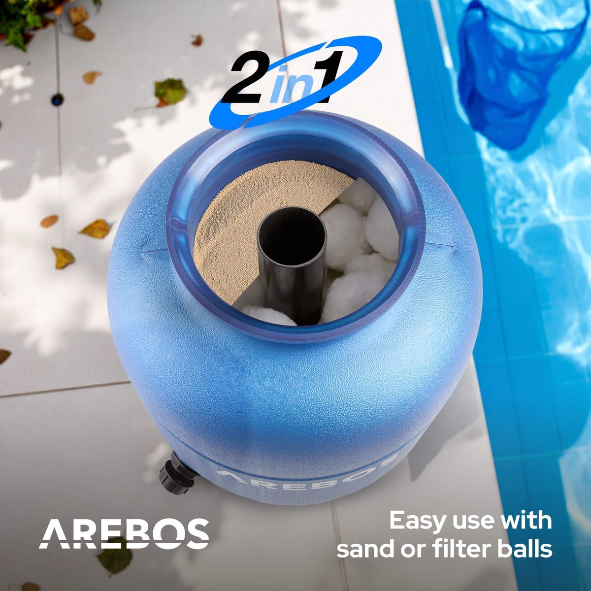 AREBOS Zandfilter - Zandfiltersysteem - Zandfilterpomp voor zwembad - 950L/h – foto 7