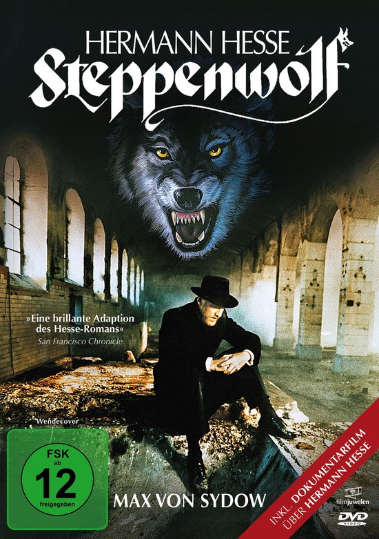 DVD hoes Hermann Hesse Steppenwolf met Max von Sydow en een wolf.