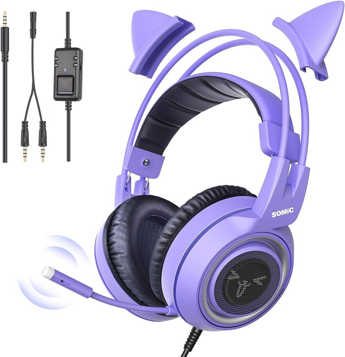 Gaming Hoofdtelefoon met Verwijderbare Kattenoren en Microfoon voor Xbox en PS4 - Draadloos en Comfortabel