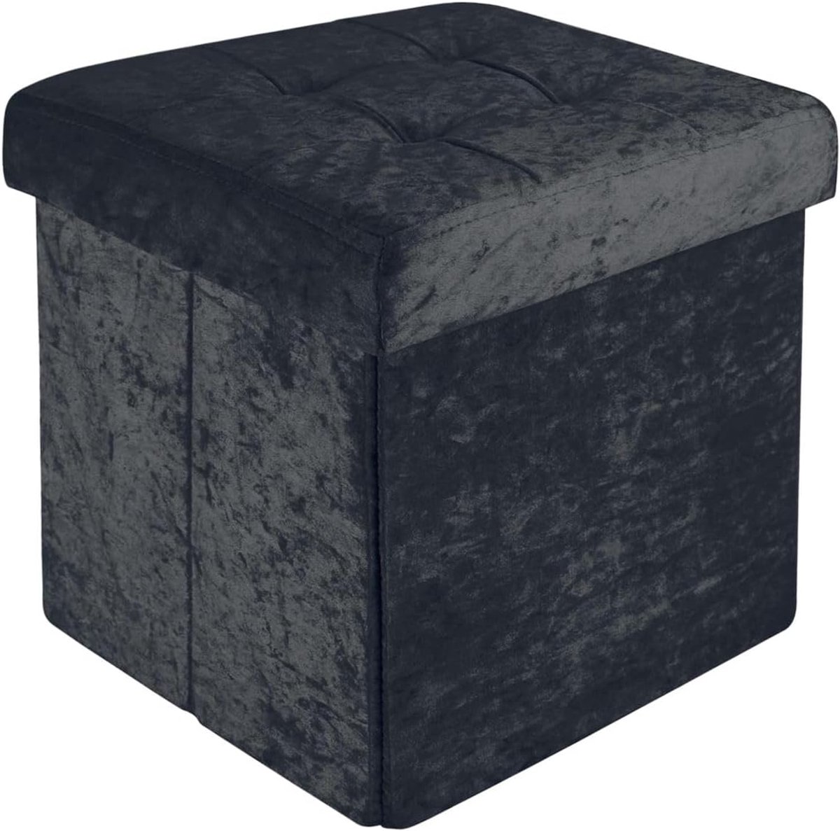 Opvouwbare poef met opbergruimte - veelzijdig en praktisch - 1 stuk - fluweelzwart - 30x30x30 cm