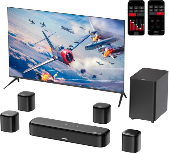 Soundbar - 7.1ch - Soundbar met Subwoofer - Soundbar voor TV - Smart App Control - 350W - Bluetooth TV Soundbar - Home Cinema Geluid - Zwart van Merkloos — afbeelding 2