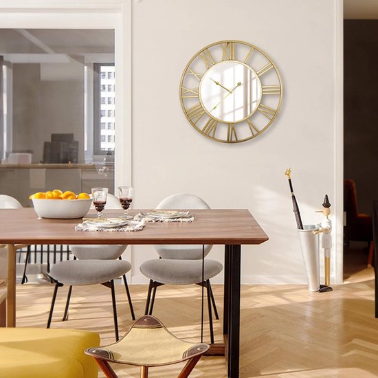 YIWOYI Grote Ronde Tuinklok – 50 Cm Metalen Wandklok In Goud, Stil & Waterdicht Voor Buiten