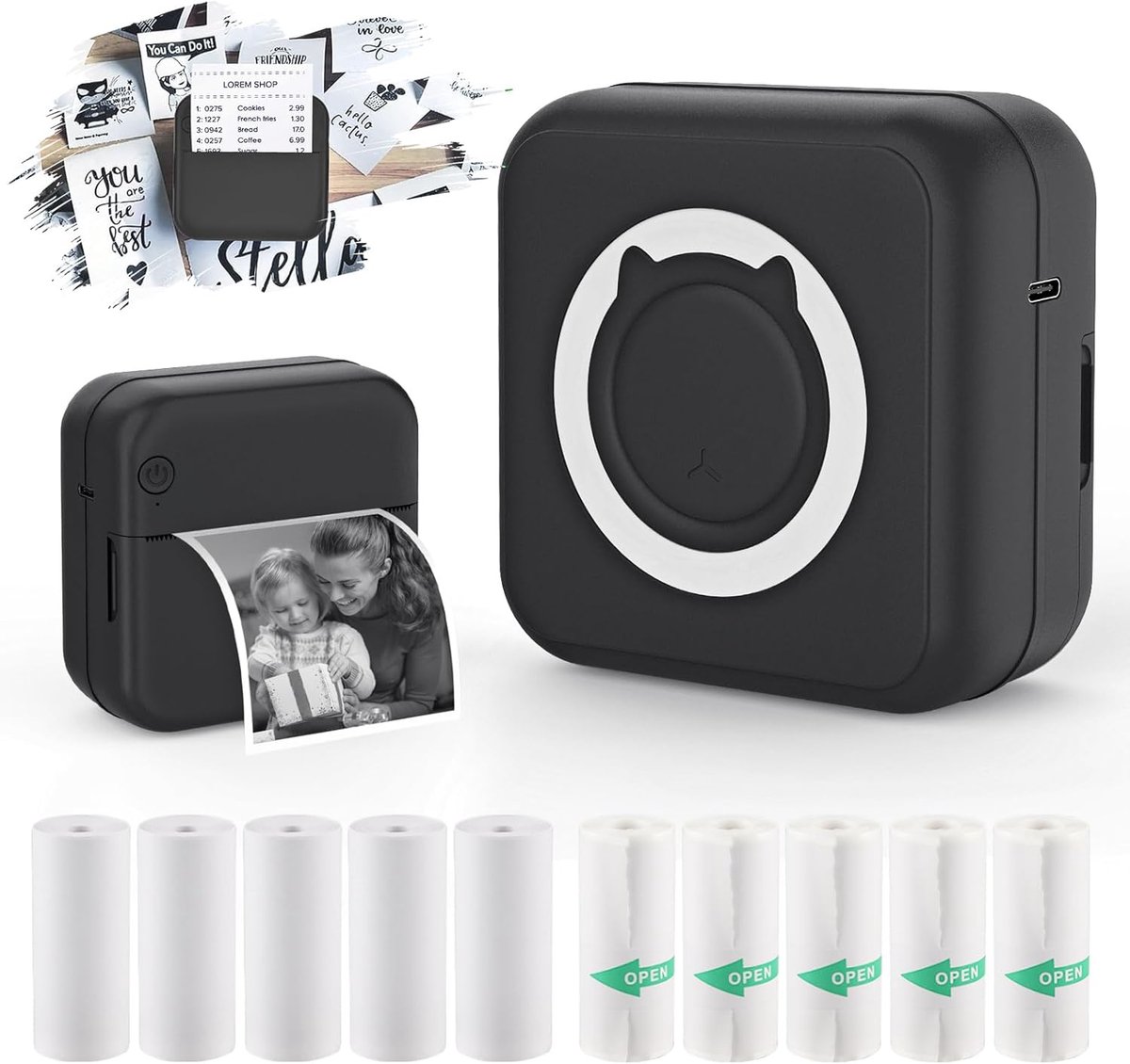 Draagbare Mini Thermische Fotoprinter met Printpapier voor Android en iOS - Bluetooth Inktloze Printer voor Labels en Meer