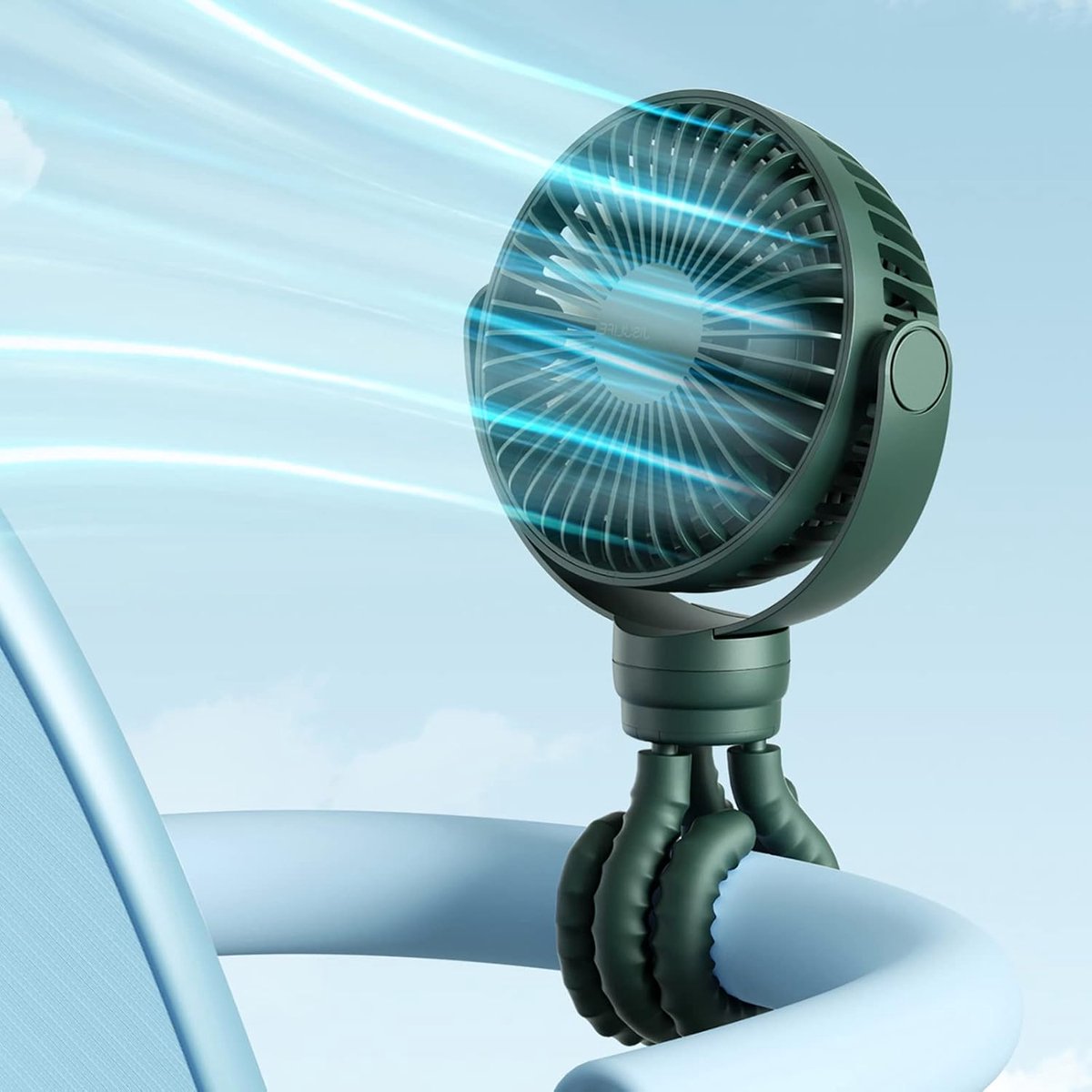 Mini Wandelwagenventilator met USB Oplaadbare Batterij - 4000mAh, 4 Snelheden en Stil Ontwerp