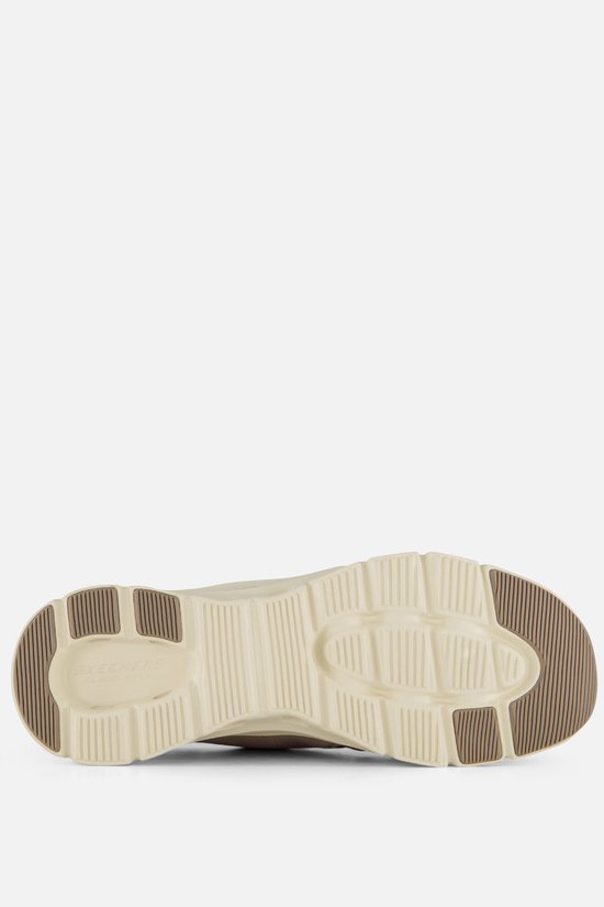 Zool van beige Skechers Slip-ins Glide-Step sneakers met bruine details.